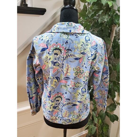 The Tog Shop Womens Multicolor Floral Single Breast 4 Button Jacket Petite Small - Picture 7 of 13